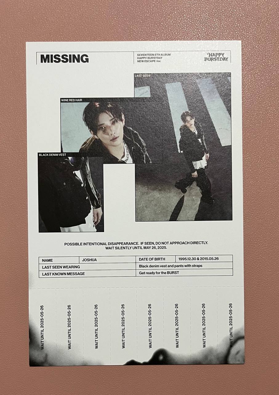 SEVENTEEN - Happy Burstday New Escape Ver (Official Postcard, Tear-Off Poster)