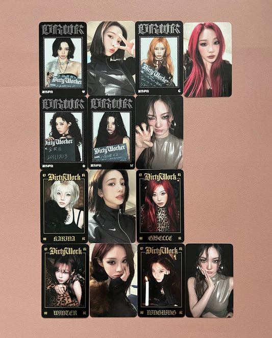 AESPA - Dirty Work Official MD (A,B Ver. Trading Cards)