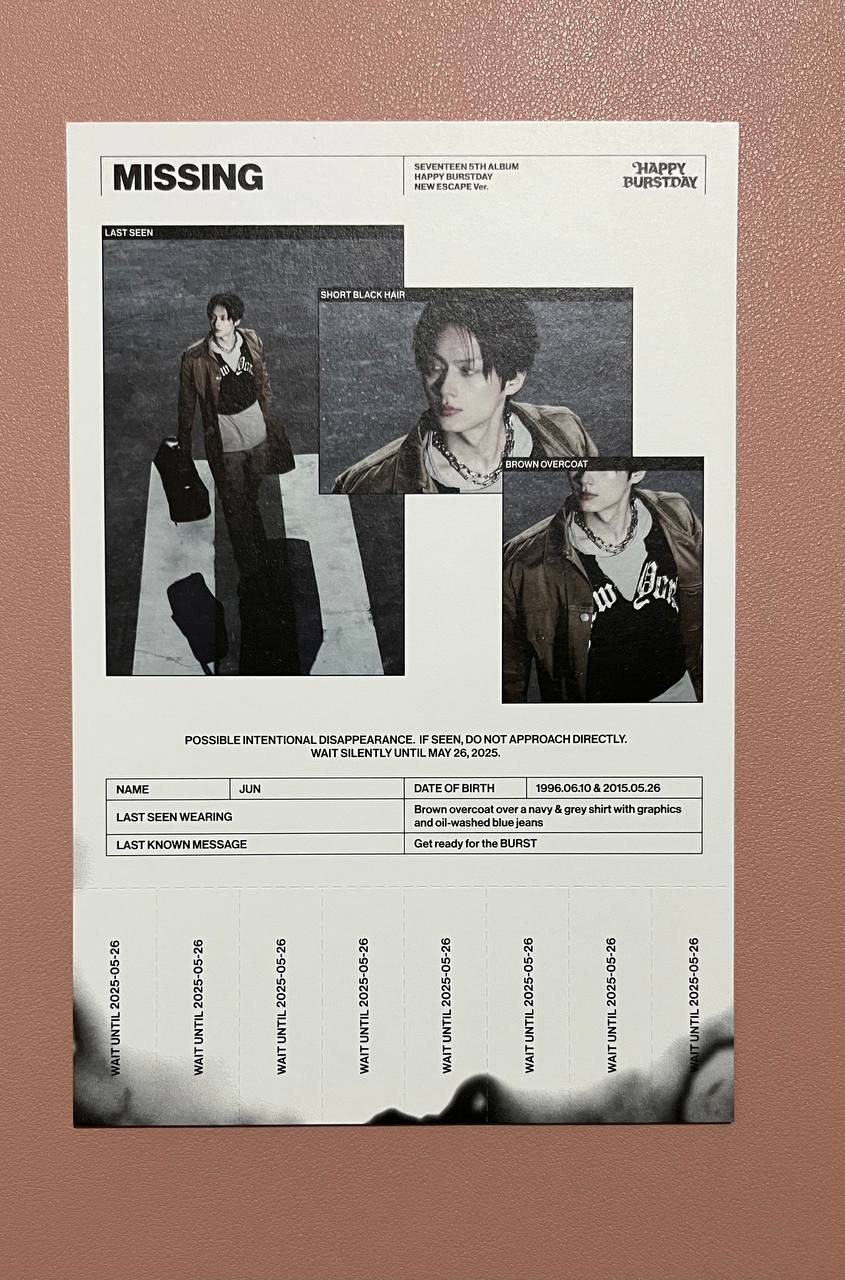 SEVENTEEN - Happy Burstday New Escape Ver (Official Postcard, Tear-Off Poster)